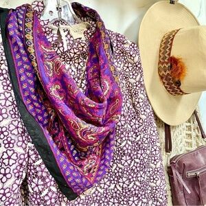 Purple dream bohemian paisley vintage scarf w Gypsy vibe